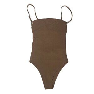 NWT Oh Polly Open Back Tan Strappy Bodysuit